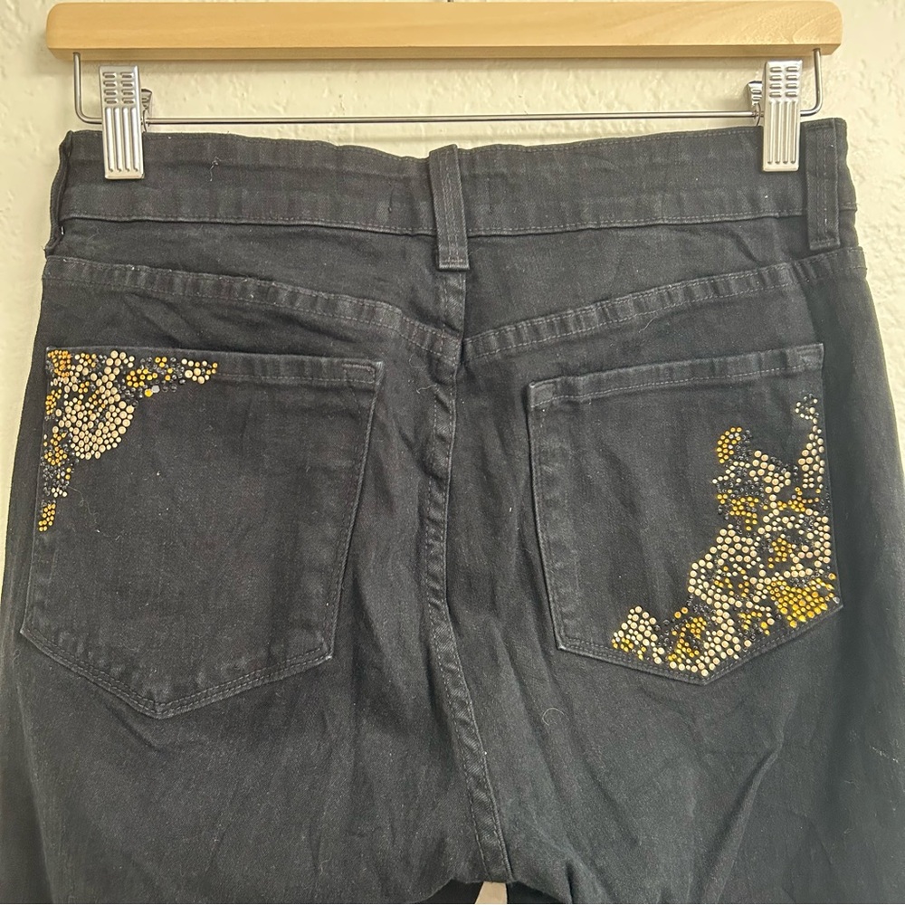 NYDJ Black Straight Leg Jeans Size 6 • Studded Back Pocket • USA Made